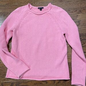 J.Crew Mercantile Rolled Hem Neck Pink Sweater  Size S. 100% cotton